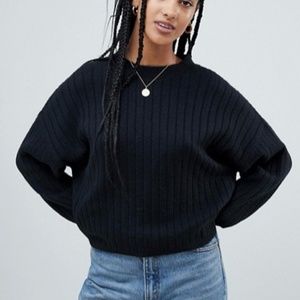 ASOS DESIGN Eco Boxy Sweater with Wide Fluffy Rib